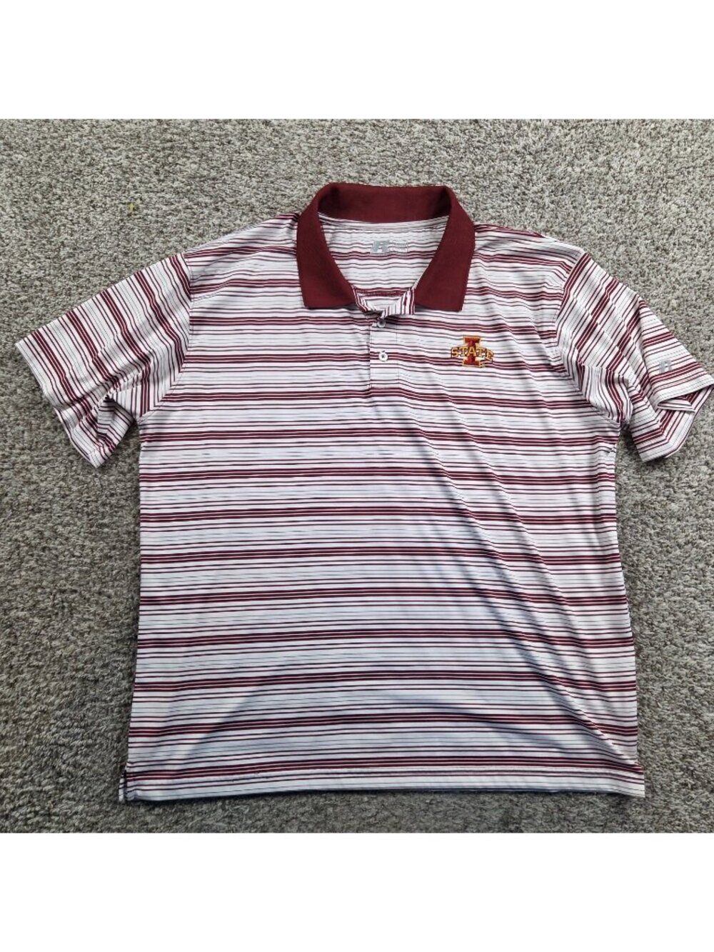 Iowa State Cyclones Polo Shirt Mens 2XL Red NCAA Basketball Russell Striped